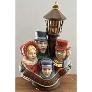 Vintage Ceramic Dickens Christmas Carolers Victorian Style Whimsical Lamp 11” H